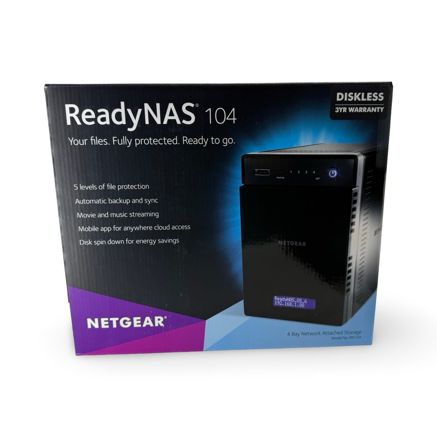 Netgear ReadyNAS 104 (4xHDD, 1.2GHz, 512MB, 3xUSB, 2xLAN)