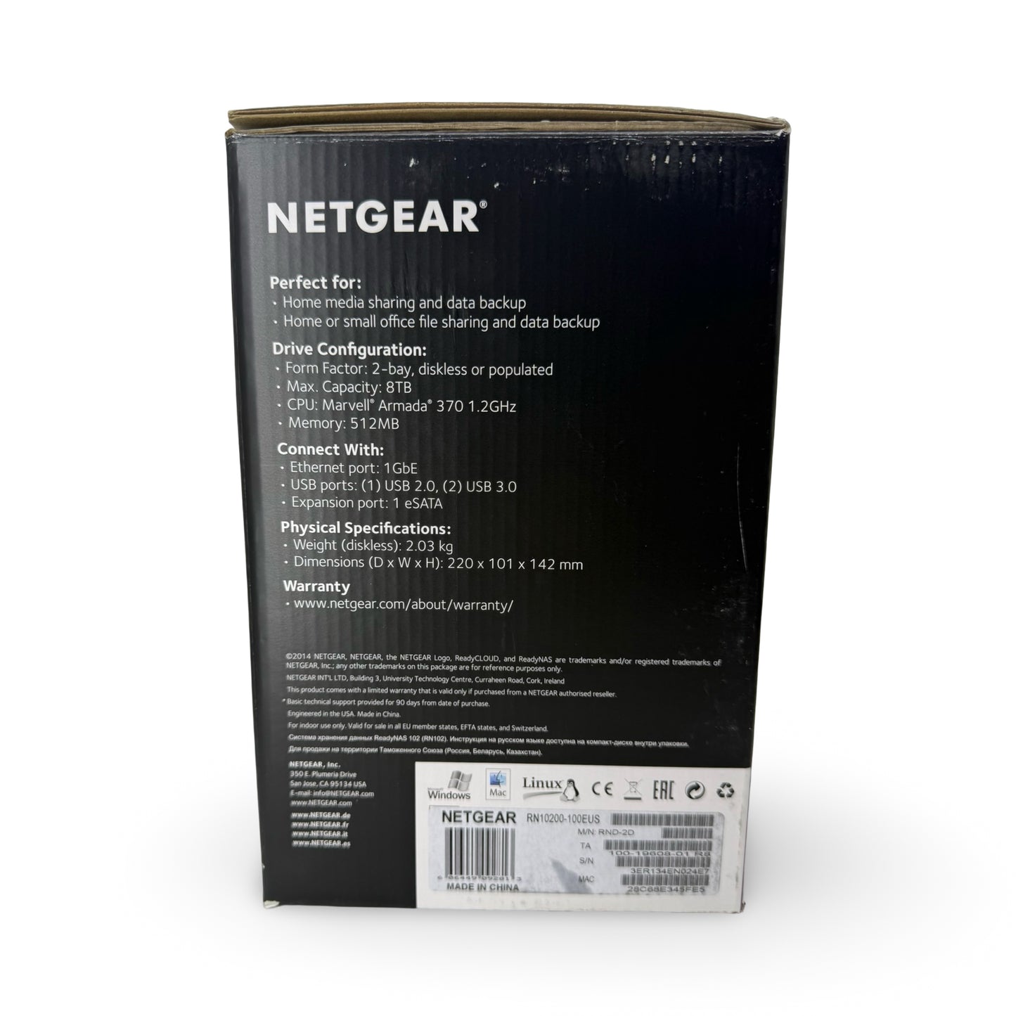 NETGEAR ReadyNAS 314 Serwer NAS pamięci masowej (4xHDD, 2x2.1GHz, 2GB, 3xUSB, 2xLAN) RN31400-100EUS